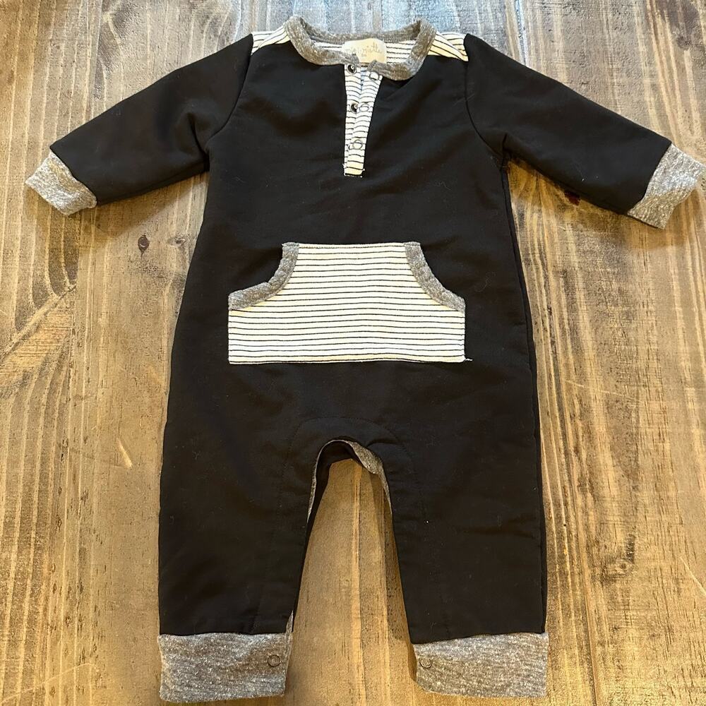 Miki Miette Bailey Long Sleeve Striped Pocket Romper Miki Miette sz 3m - Picture 2 of 7